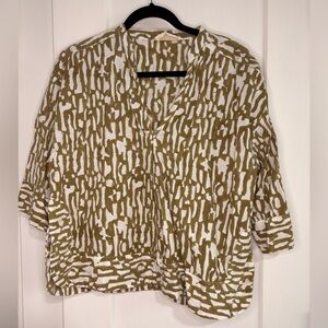 Chic Olive and White Women's Blouse